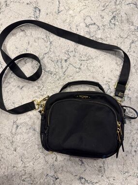 Tumi Black Crossbody Shoulder Bag with Gold Hardware